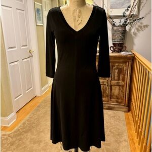 Milana Studio| Classic Slinky A-Line Midi Knit Dress | V-Nk | Elbow Slv | Sz S/M